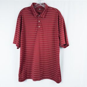 Nike Golf Ventilated Striped Active Polo Shirt Mens Large Red White 231584-642